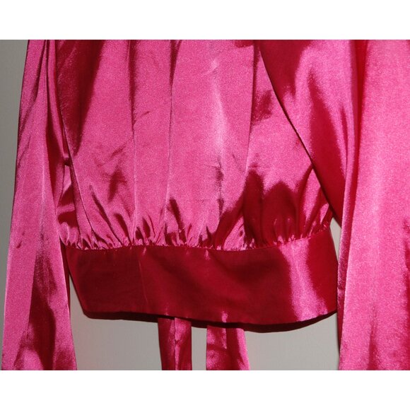 Hot Pink Satin Blouse - HONEY - Picture 5 of 11